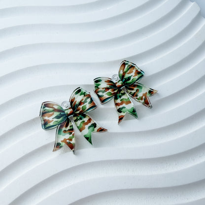 Petite Camo Bow Earring Blank (1 Pair), Acrylic Print & Cut, Laser Blank #72