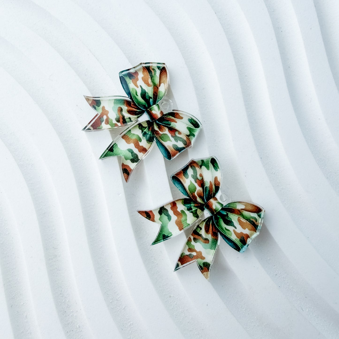 Petite Camo Bow Earring Blank (1 Pair), Acrylic Print & Cut, Laser Blank #72