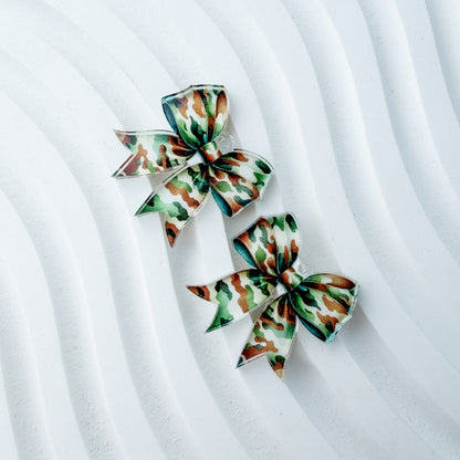 Petite Camo Bow Earring Blank (1 Pair), Acrylic Print & Cut, Laser Blank #72