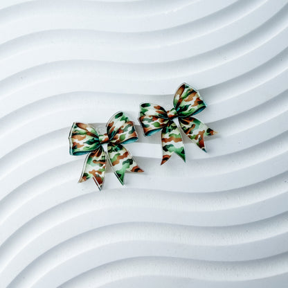 Petite Camo Bow Earring Blank (1 Pair), Acrylic Print & Cut, Laser Blank #72