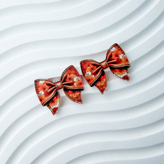Petite Harvest Garden Bow Earring Blank (1 Pair), Acrylic Print & Cut, Laser Blank #70
