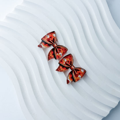 Petite Harvest Garden Bow Earring Blank (1 Pair), Acrylic Print & Cut, Laser Blank #70