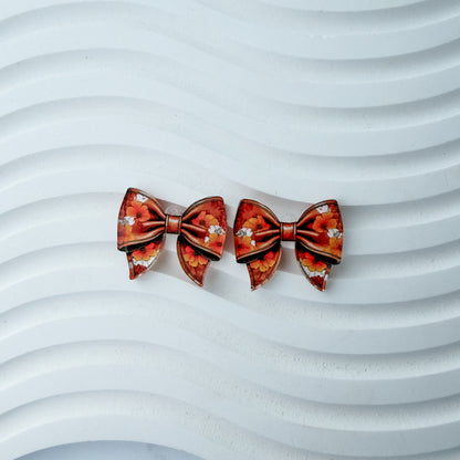 Petite Harvest Garden Bow Earring Blank (1 Pair), Acrylic Print & Cut, Laser Blank #70