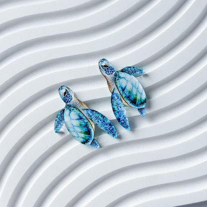 Sea Turtle Earring Blank (1 Pair), Acrylic Print & Cut, Laser Blank #74