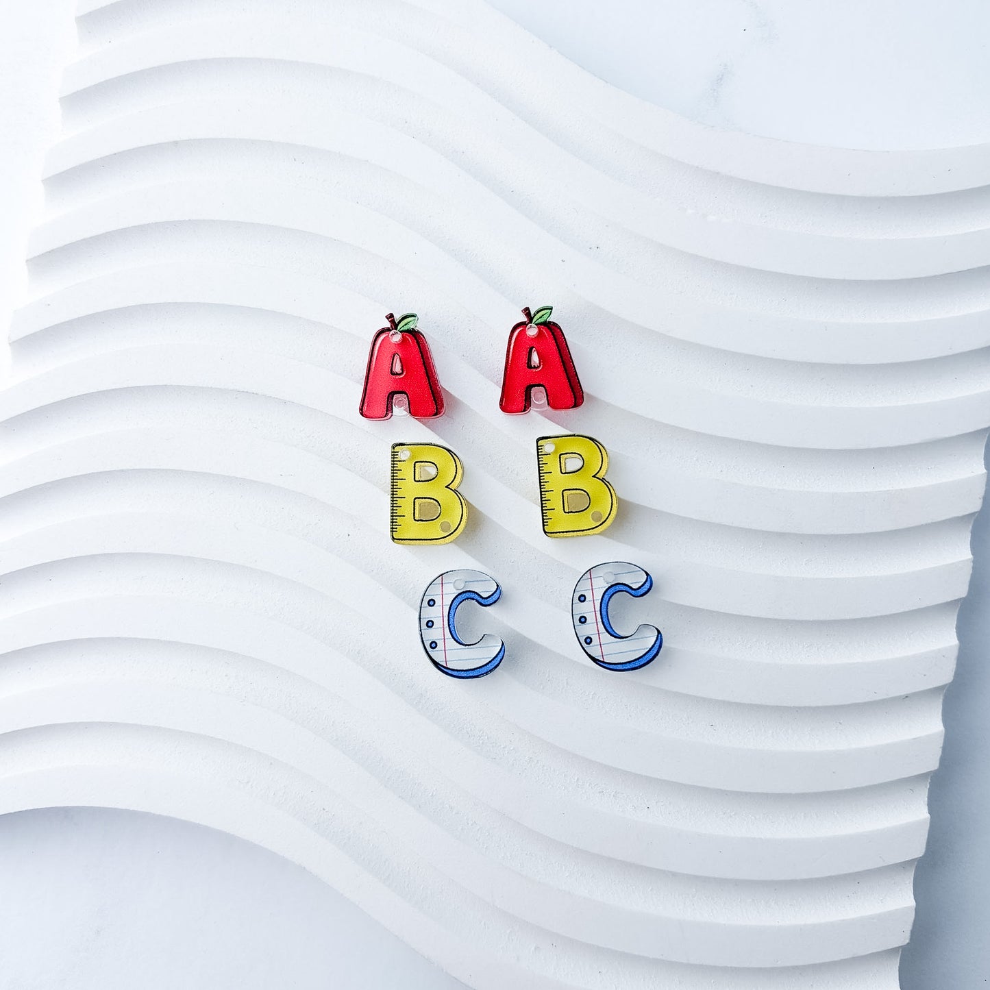 ABC Trio Earring Blank (1 Pair), Acrylic Print & Cut, Laser Blank #80