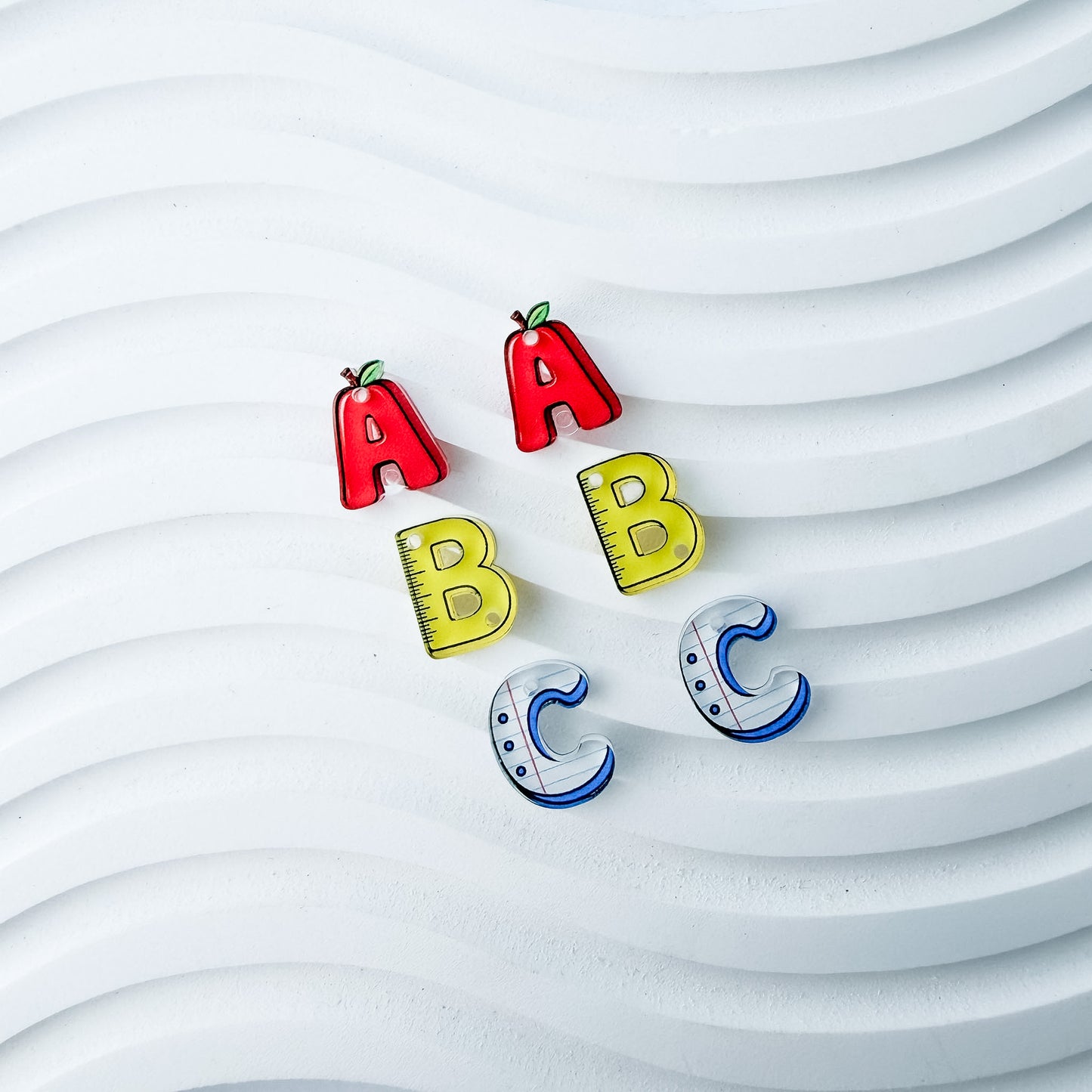 ABC Trio Earring Blank (1 Pair), Acrylic Print & Cut, Laser Blank #80