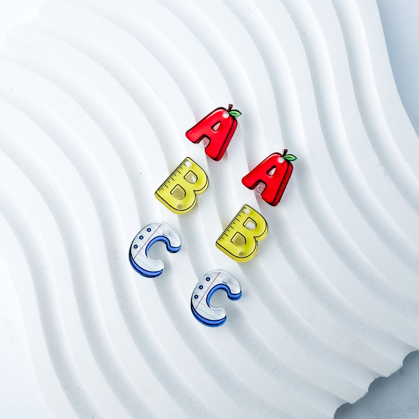ABC Trio Earring Blank (1 Pair), Acrylic Print & Cut, Laser Blank #80