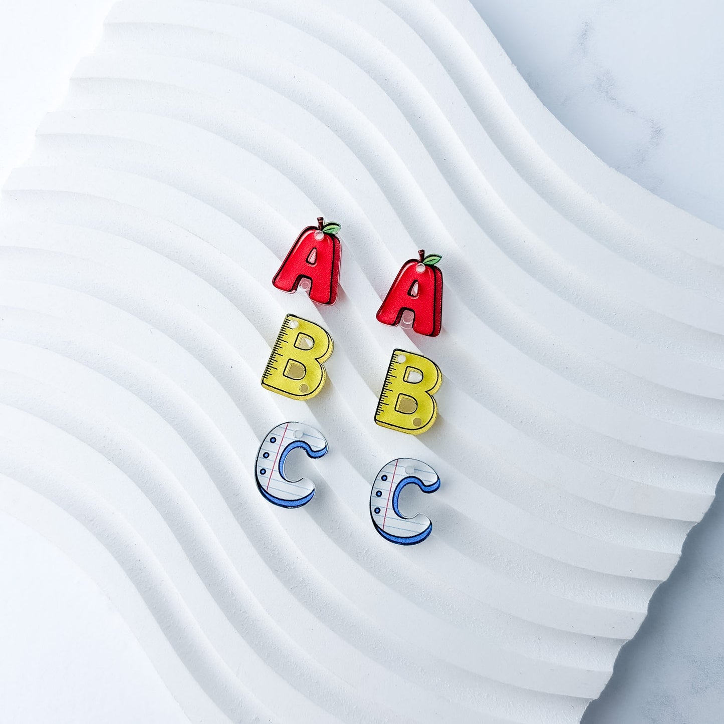 ABC Trio Earring Blank (1 Pair), Acrylic Print & Cut, Laser Blank #80