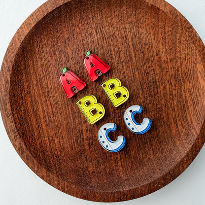 ABC Trio Earring Blank (1 Pair), Acrylic Print & Cut, Laser Blank #80