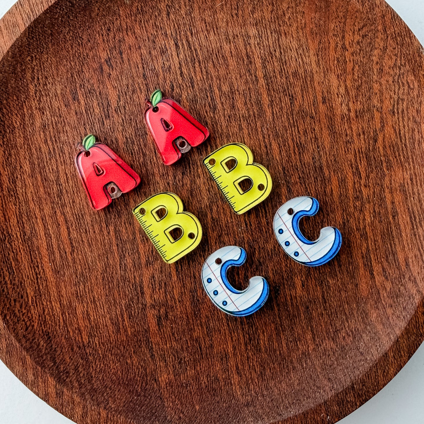 ABC Trio Earring Blank (1 Pair), Acrylic Print & Cut, Laser Blank #80