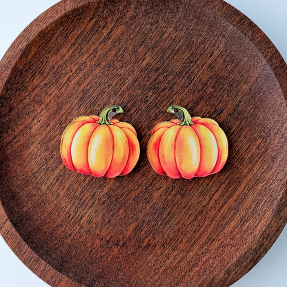 Orange Pumpkin Earring Blank (1 Pair), Acrylic Print & Cut, Laser Blank #82