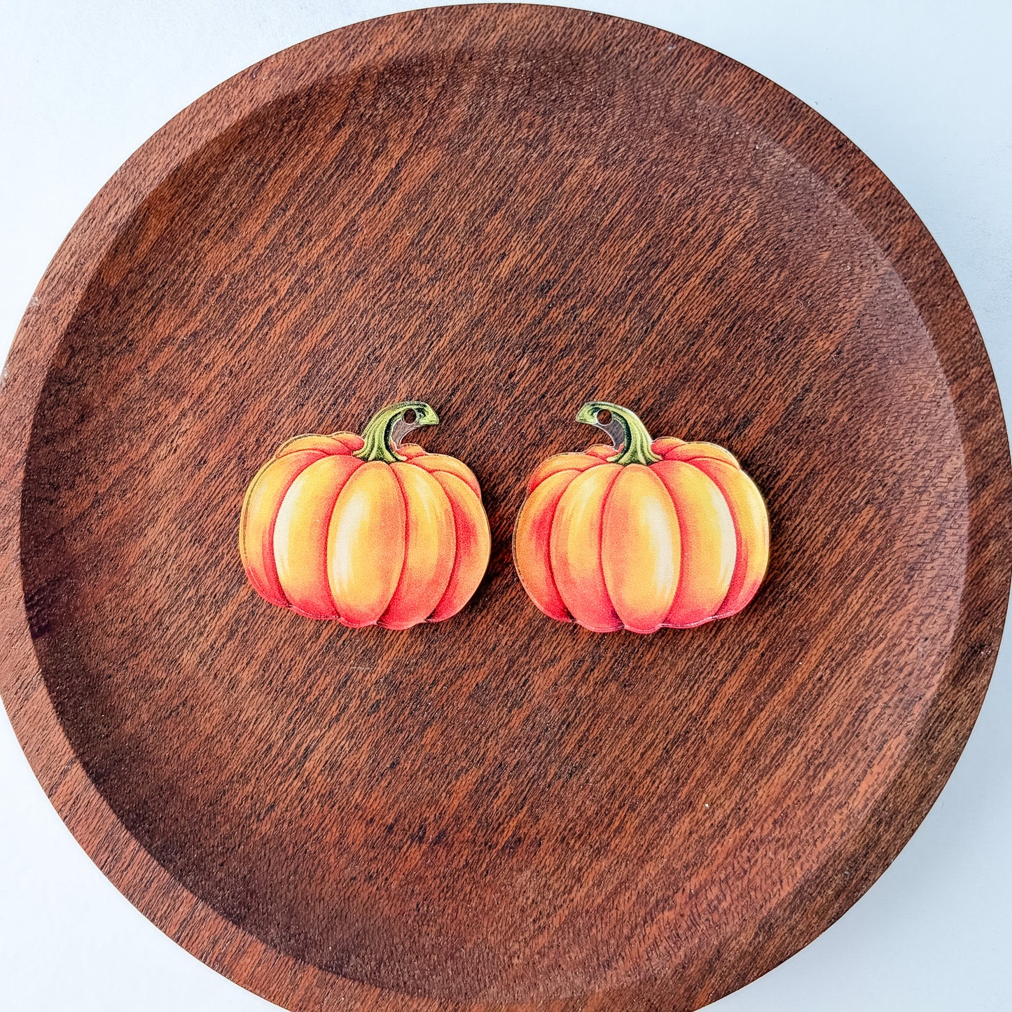Orange Pumpkin Earring Blank (1 Pair), Acrylic Print & Cut, Laser Blank #82