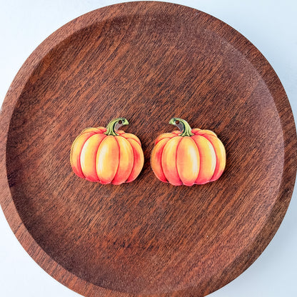 Orange Pumpkin Earring Blank (1 Pair), Acrylic Print & Cut, Laser Blank #82