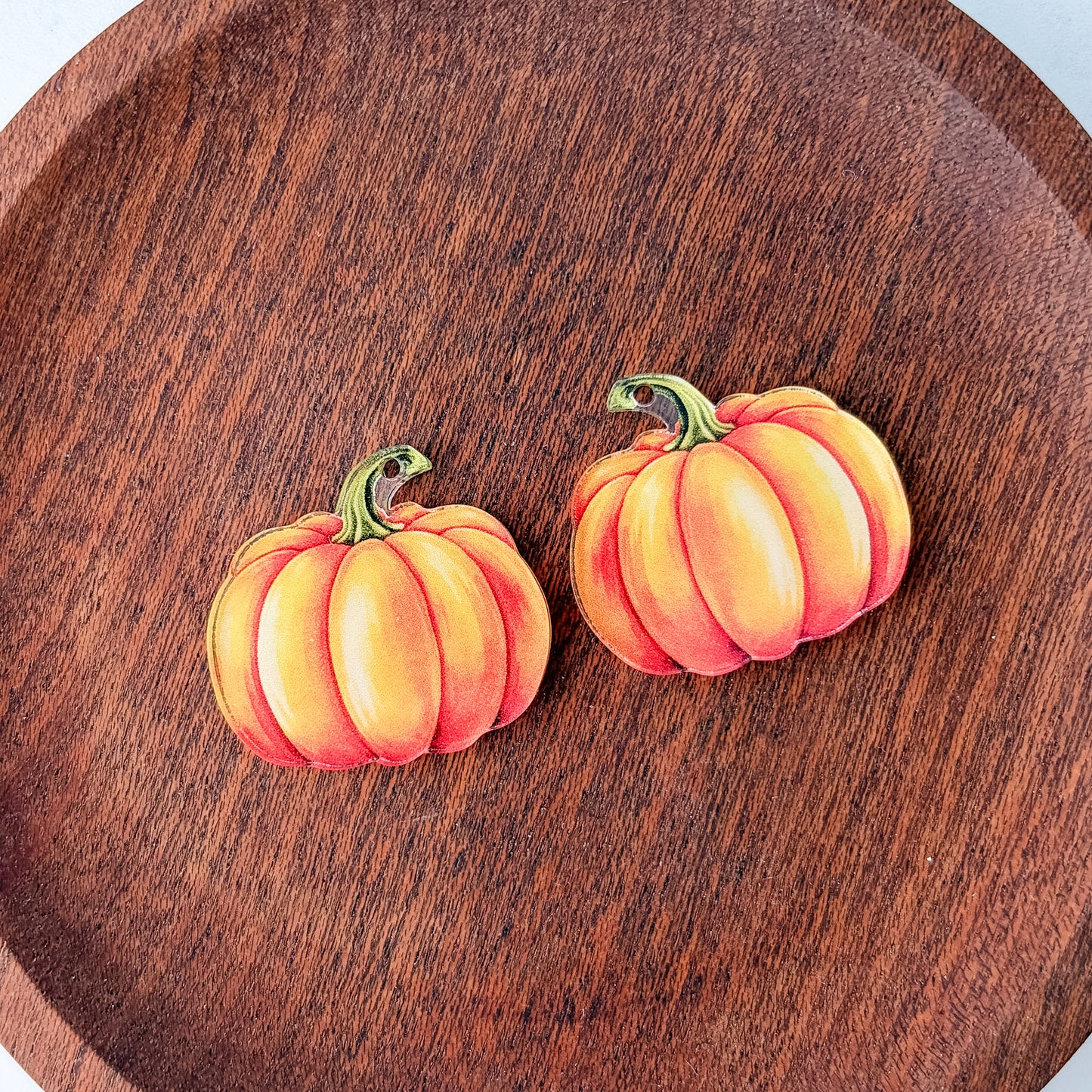 Orange Pumpkin Earring Blank (1 Pair), Acrylic Print & Cut, Laser Blank #82