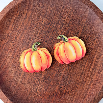Orange Pumpkin Earring Blank (1 Pair), Acrylic Print & Cut, Laser Blank #82