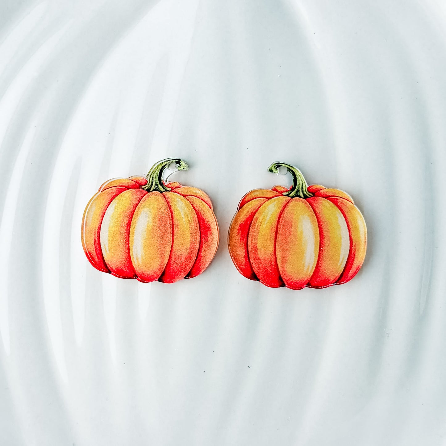 Orange Pumpkin Earring Blank (1 Pair), Acrylic Print & Cut, Laser Blank #82