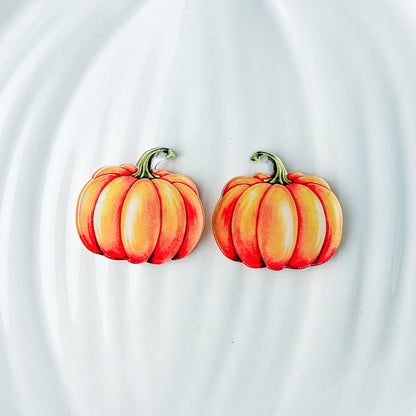 Orange Pumpkin Earring Blank (1 Pair), Acrylic Print & Cut, Laser Blank #82