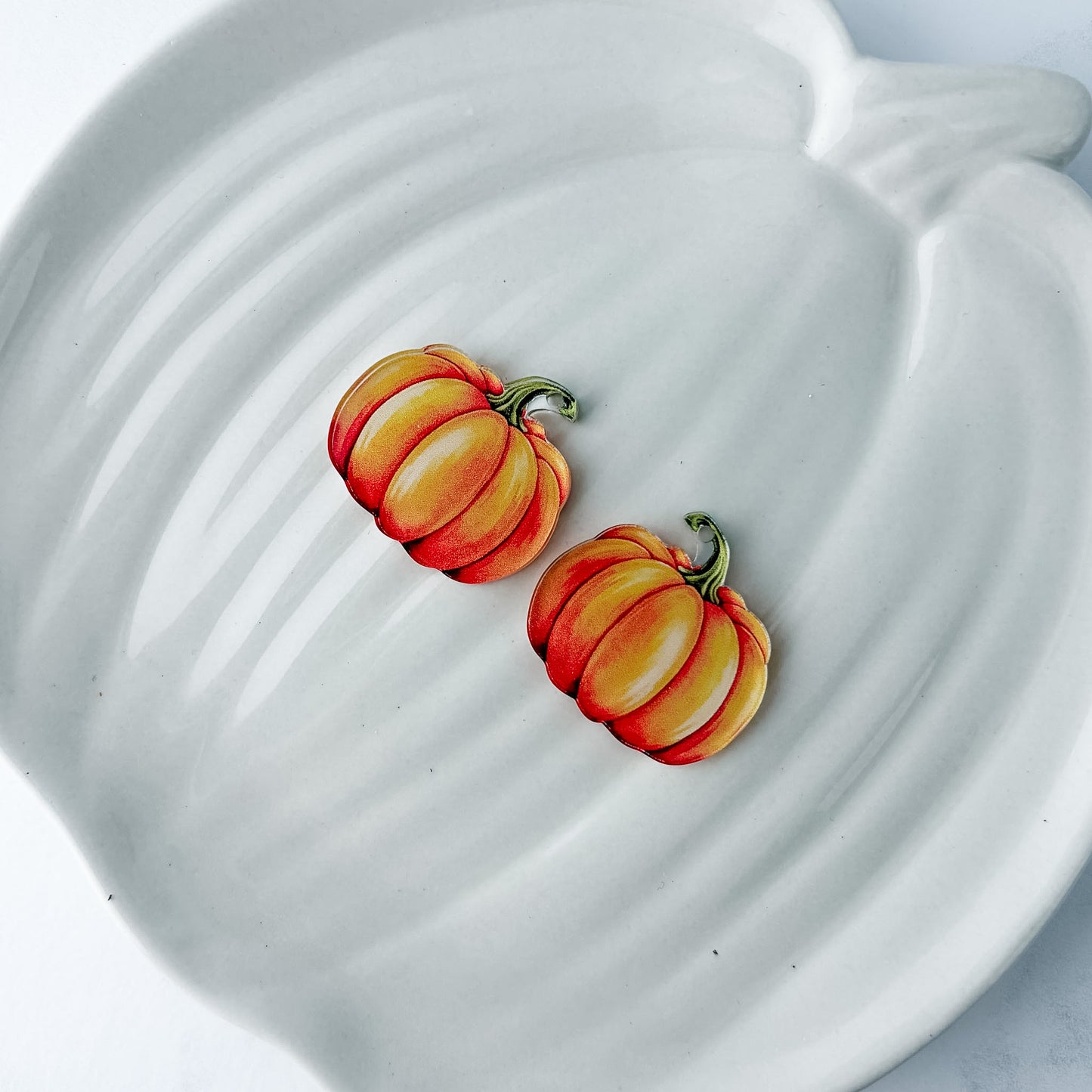 Orange Pumpkin Earring Blank (1 Pair), Acrylic Print & Cut, Laser Blank #82
