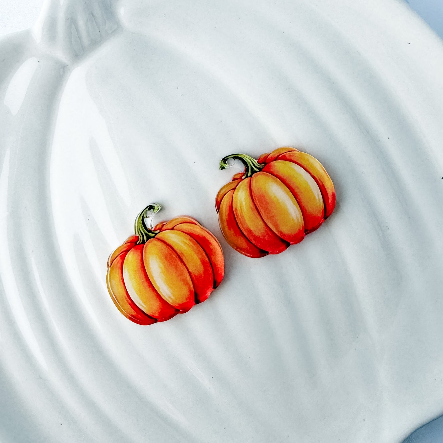 Orange Pumpkin Earring Blank (1 Pair), Acrylic Print & Cut, Laser Blank #82
