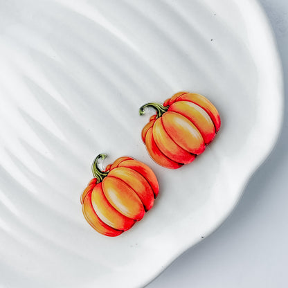 Orange Pumpkin Earring Blank (1 Pair), Acrylic Print & Cut, Laser Blank #82