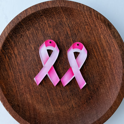 Pink Awareness Ribbon Earring Blank (1 Pair), Acrylic Print & Cut, Laser Blank #84