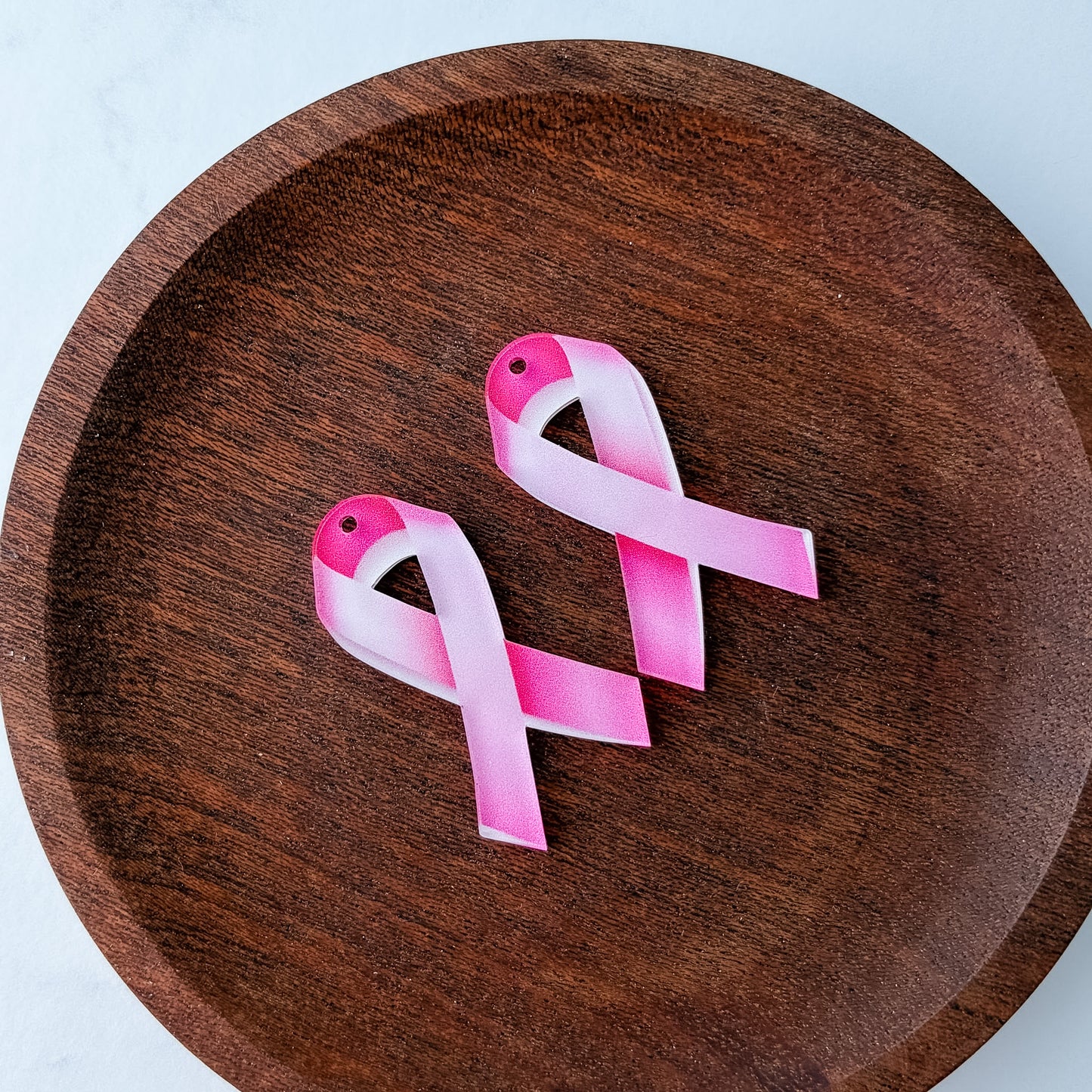Pink Awareness Ribbon Earring Blank (1 Pair), Acrylic Print & Cut, Laser Blank #84