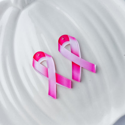 Pink Awareness Ribbon Earring Blank (1 Pair), Acrylic Print & Cut, Laser Blank #84