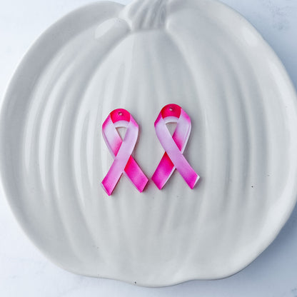 Pink Awareness Ribbon Earring Blank (1 Pair), Acrylic Print & Cut, Laser Blank #84