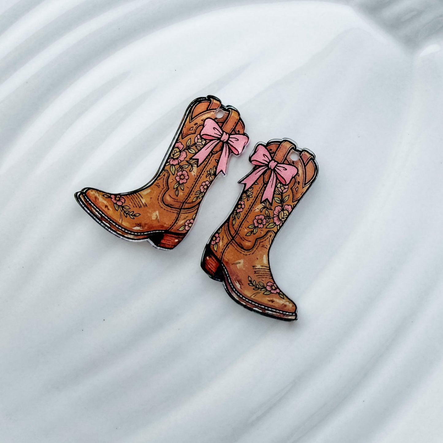 Boots & Bows Earring Blank (1 Pair), Acrylic Print & Cut, Laser Blank #86