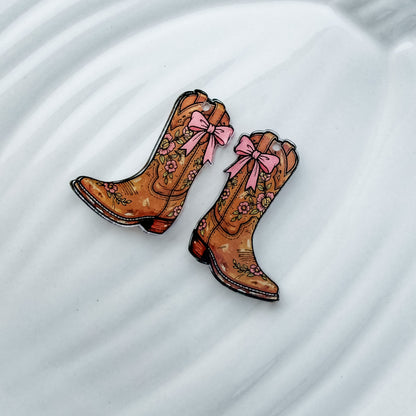 Boots & Bows Earring Blank (1 Pair), Acrylic Print & Cut, Laser Blank #86