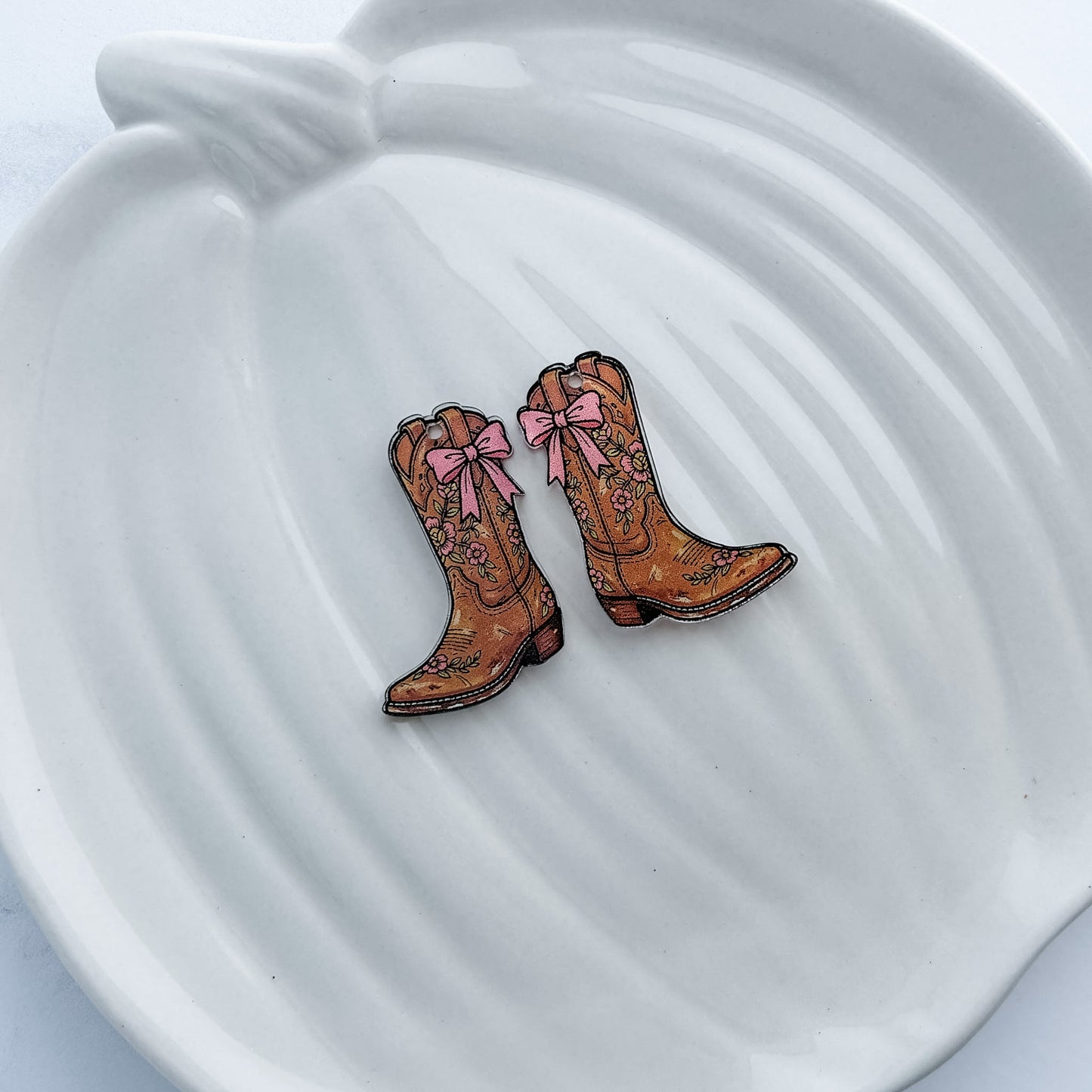 Boots & Bows Earring Blank (1 Pair), Acrylic Print & Cut, Laser Blank #86