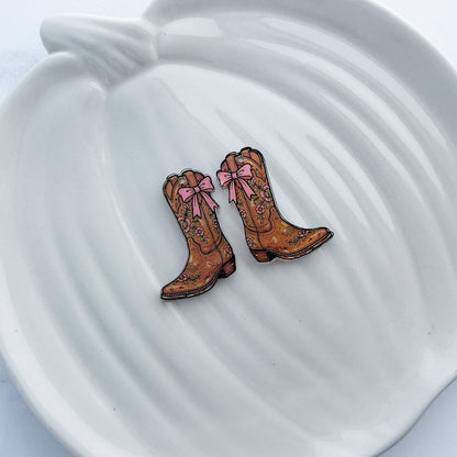 Boots & Bows Earring Blank (1 Pair), Acrylic Print & Cut, Laser Blank #86