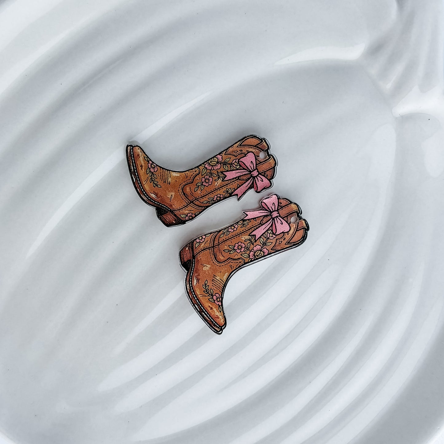 Boots & Bows Earring Blank (1 Pair), Acrylic Print & Cut, Laser Blank #86