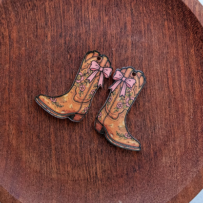 Boots & Bows Earring Blank (1 Pair), Acrylic Print & Cut, Laser Blank #86