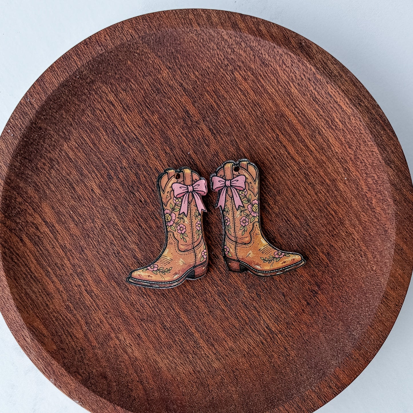 Boots & Bows Earring Blank (1 Pair), Acrylic Print & Cut, Laser Blank #86