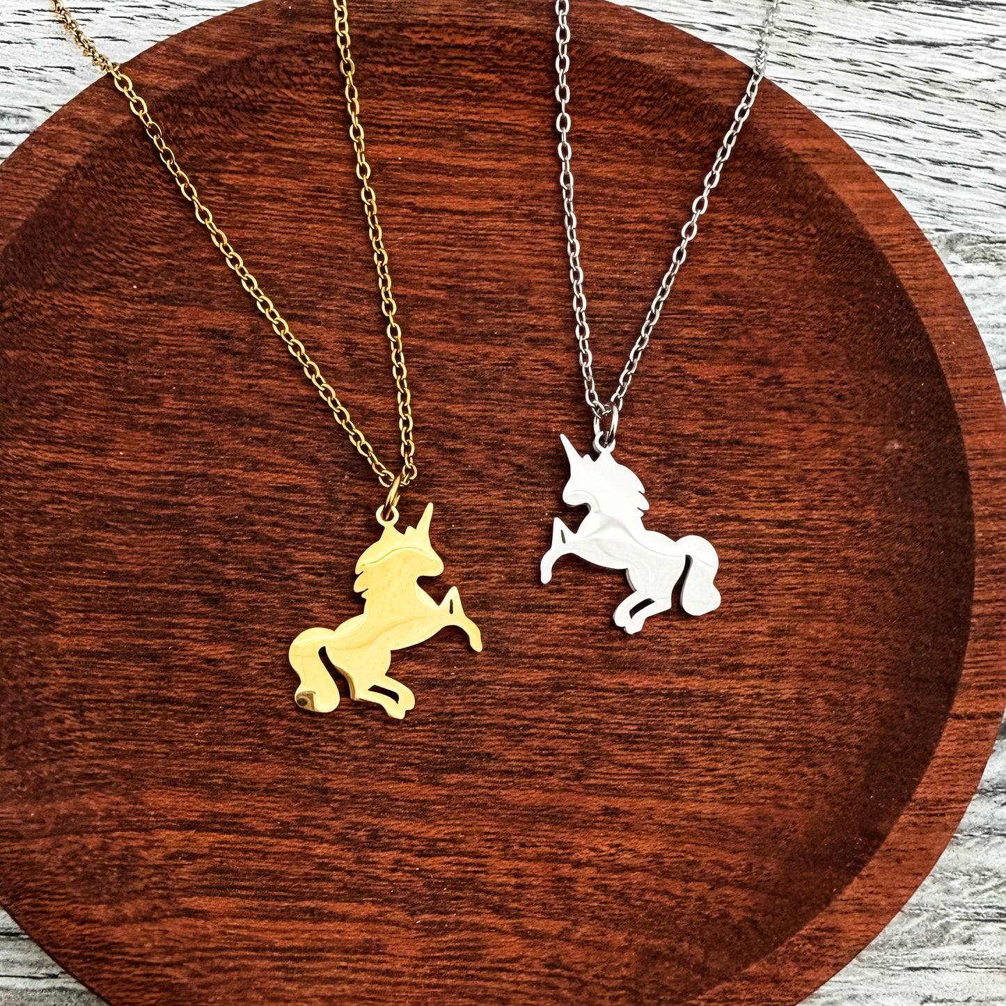 Unicorn Pendant Necklace (Silver or Gold), 1 Total, Metal Blank #264