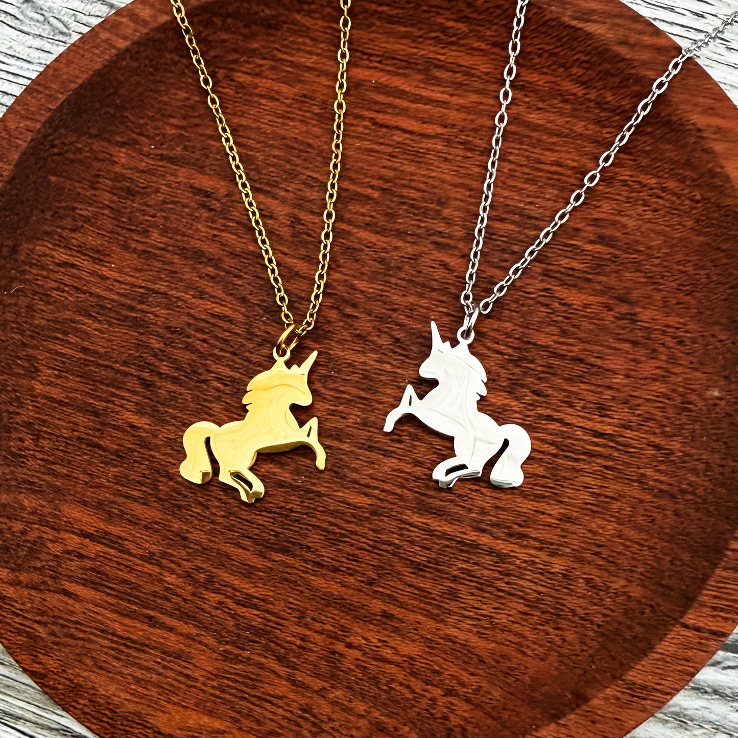 Unicorn Pendant Necklace (Silver or Gold), 1 Total, Metal Blank #264