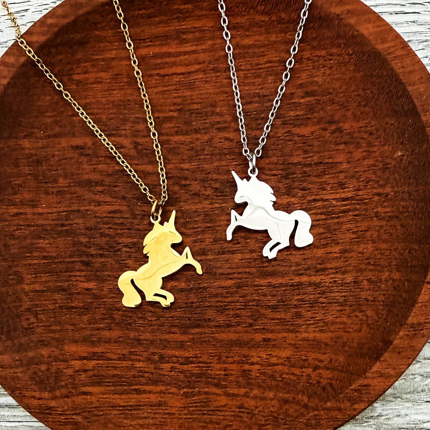 Unicorn Pendant Necklace (Silver or Gold), 1 Total, Metal Blank #264