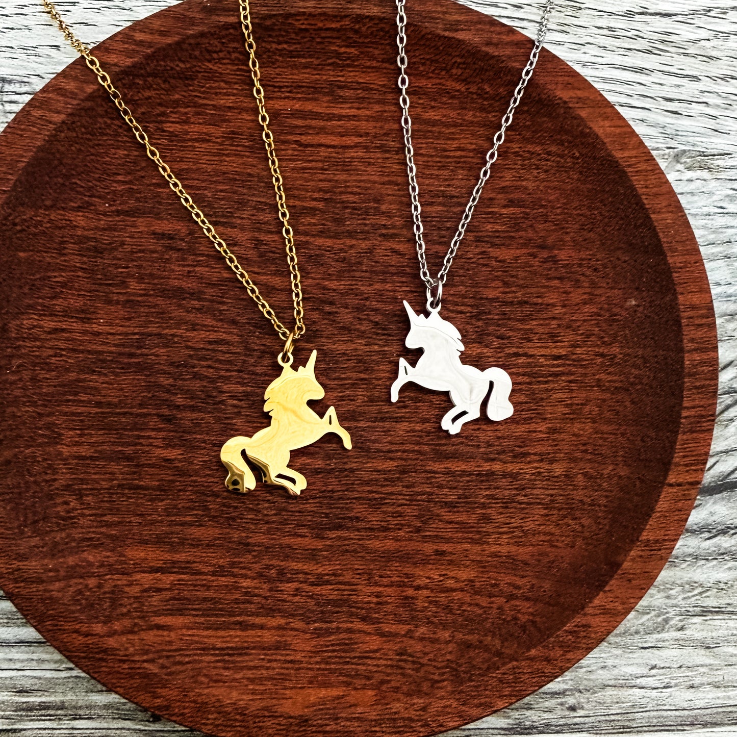Unicorn Pendant Necklace (Silver or Gold), 1 Total, Metal Blank #264