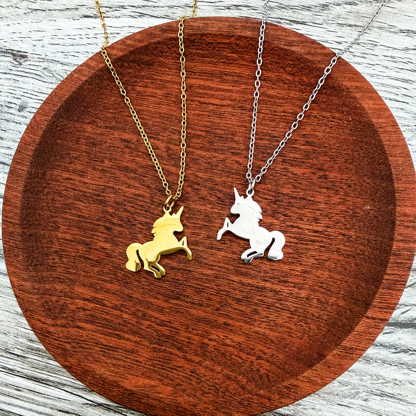 Unicorn Pendant Necklace (Silver or Gold), 1 Total, Metal Blank #264