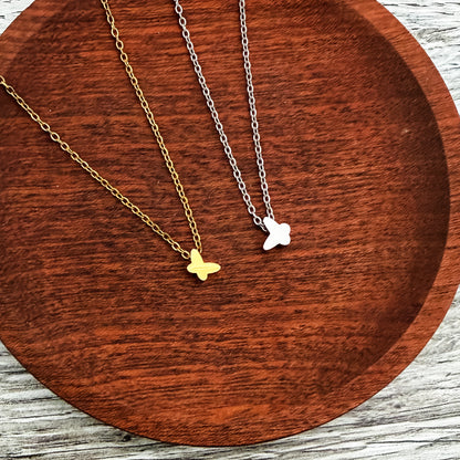 Tiny Butterfly Charm Necklace (Silver or Gold), 1 Total, Metal Blank #265