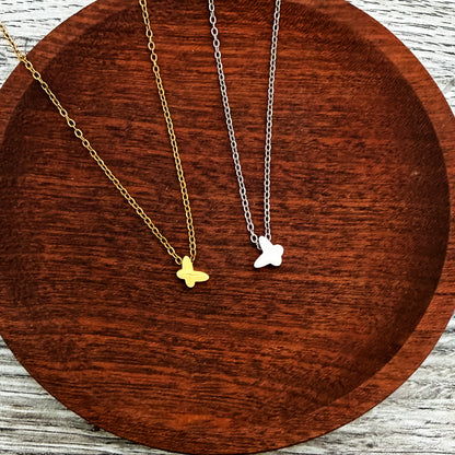 Tiny Butterfly Charm Necklace (Silver or Gold), 1 Total, Metal Blank #265