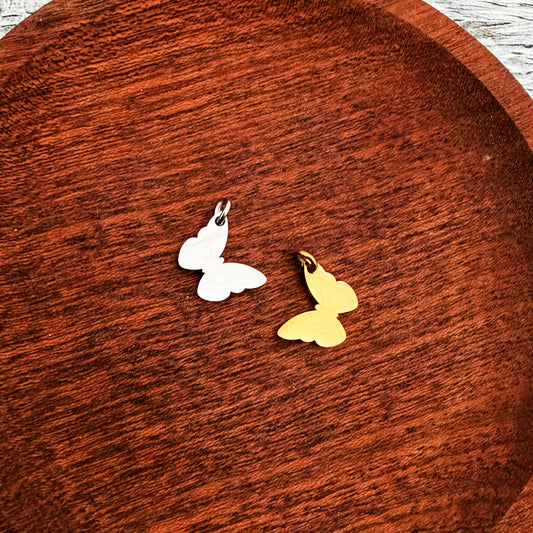 Angled Butterfly Charms with Attached Jump Rings (Silver or Gold), 5 Total, Metal Blank #266