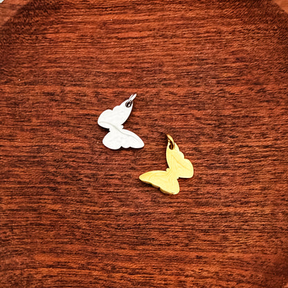 Angled Butterfly Charms with Attached Jump Rings (Silver or Gold), 5 Total, Metal Blank #266