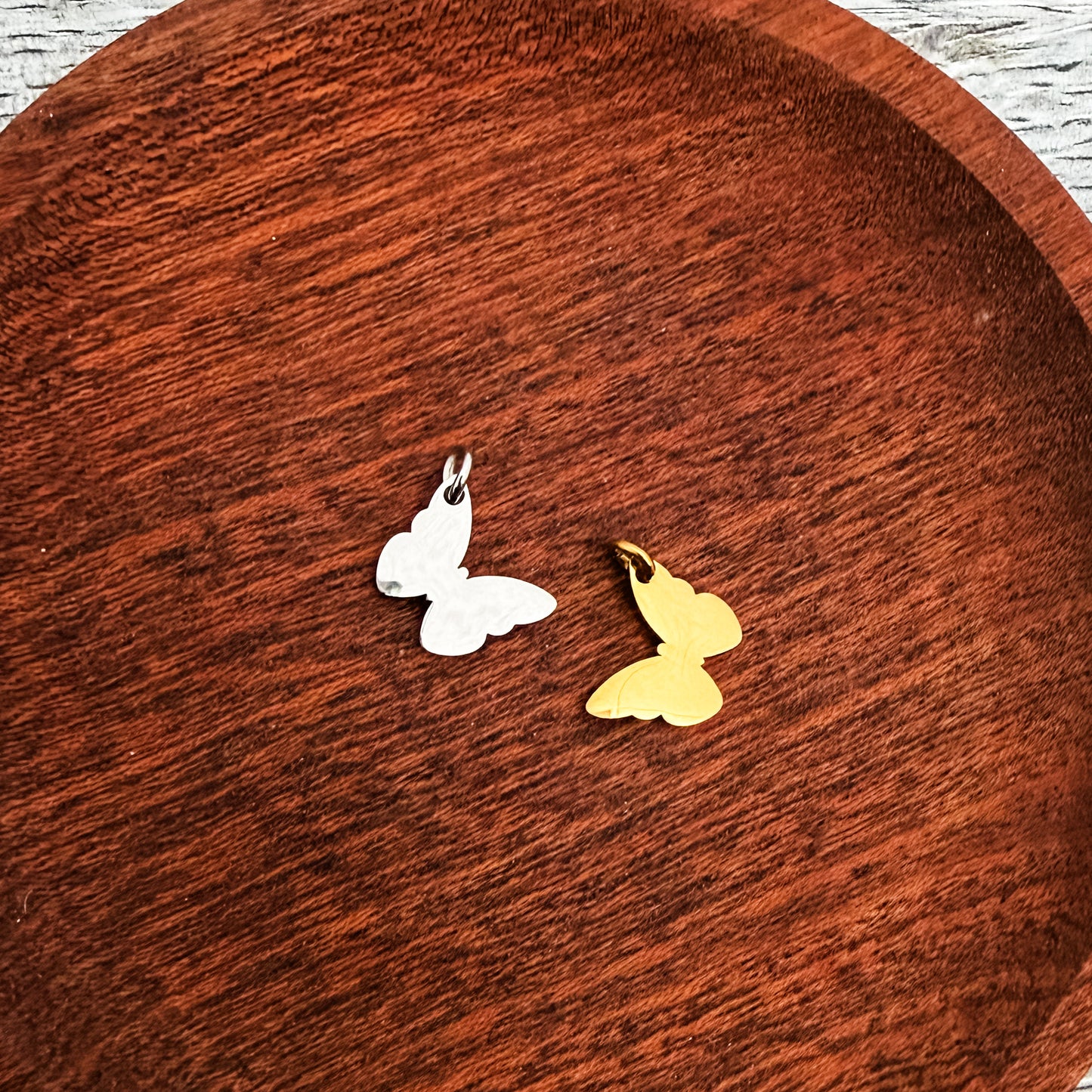 Angled Butterfly Charms with Attached Jump Rings (Silver or Gold), 5 Total, Metal Blank #266