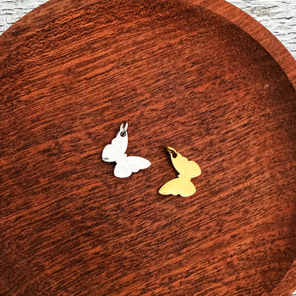 Angled Butterfly Charms with Attached Jump Rings (Silver or Gold), 5 Total, Metal Blank #266