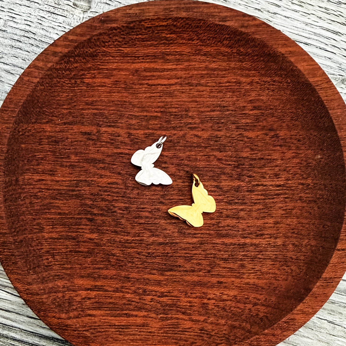 Angled Butterfly Charms with Attached Jump Rings (Silver or Gold), 5 Total, Metal Blank #266