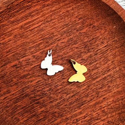 Angled Butterfly Charms with Attached Jump Rings (Silver or Gold), 5 Total, Metal Blank #266