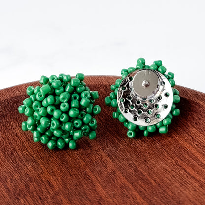 Jade Green 15mm Small Seed Bead Topper, 1 Pair, Seed Bead #91
