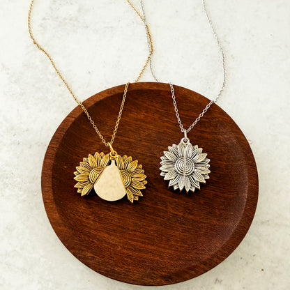 Sunflower Reveal Necklace (Silver or Gold), 1 Total, Metal Blank #153